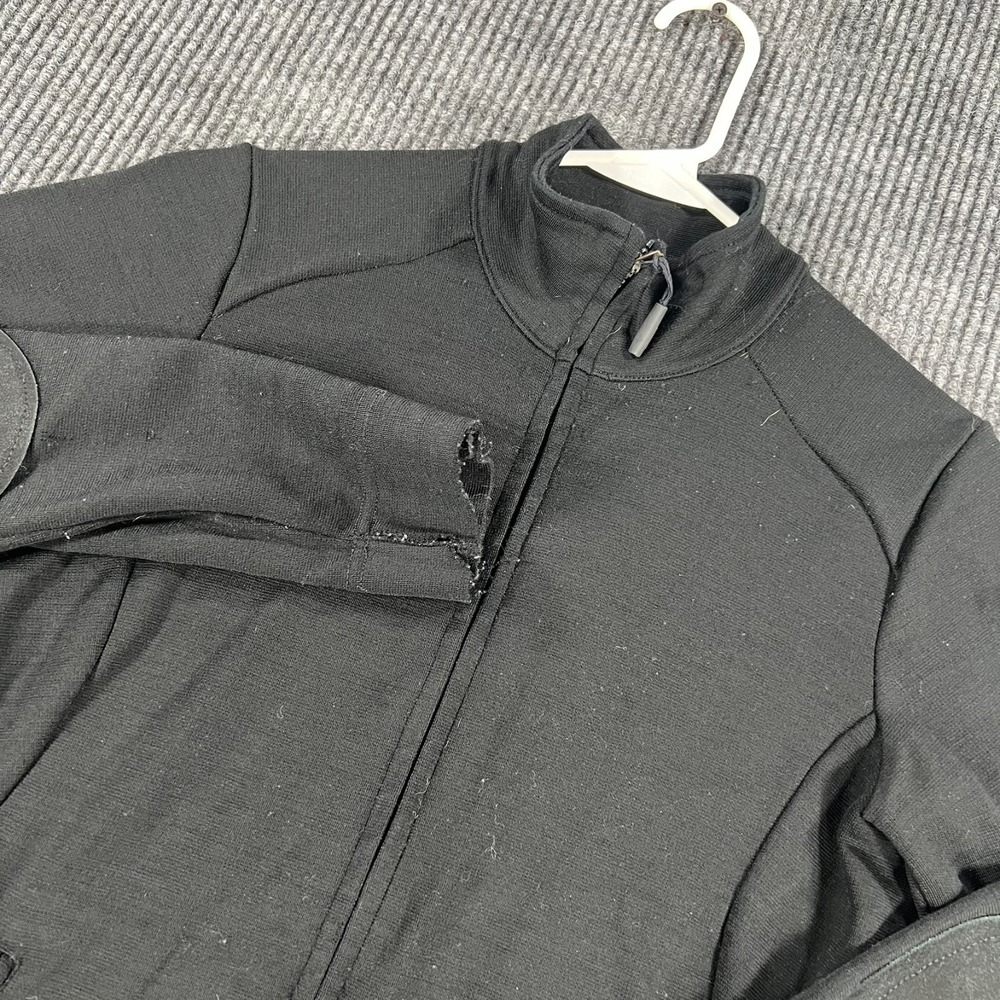 Ibex Sweatshirt Womens Medium Black Long Sleeve Full Zip Wool USA Made- Flaws